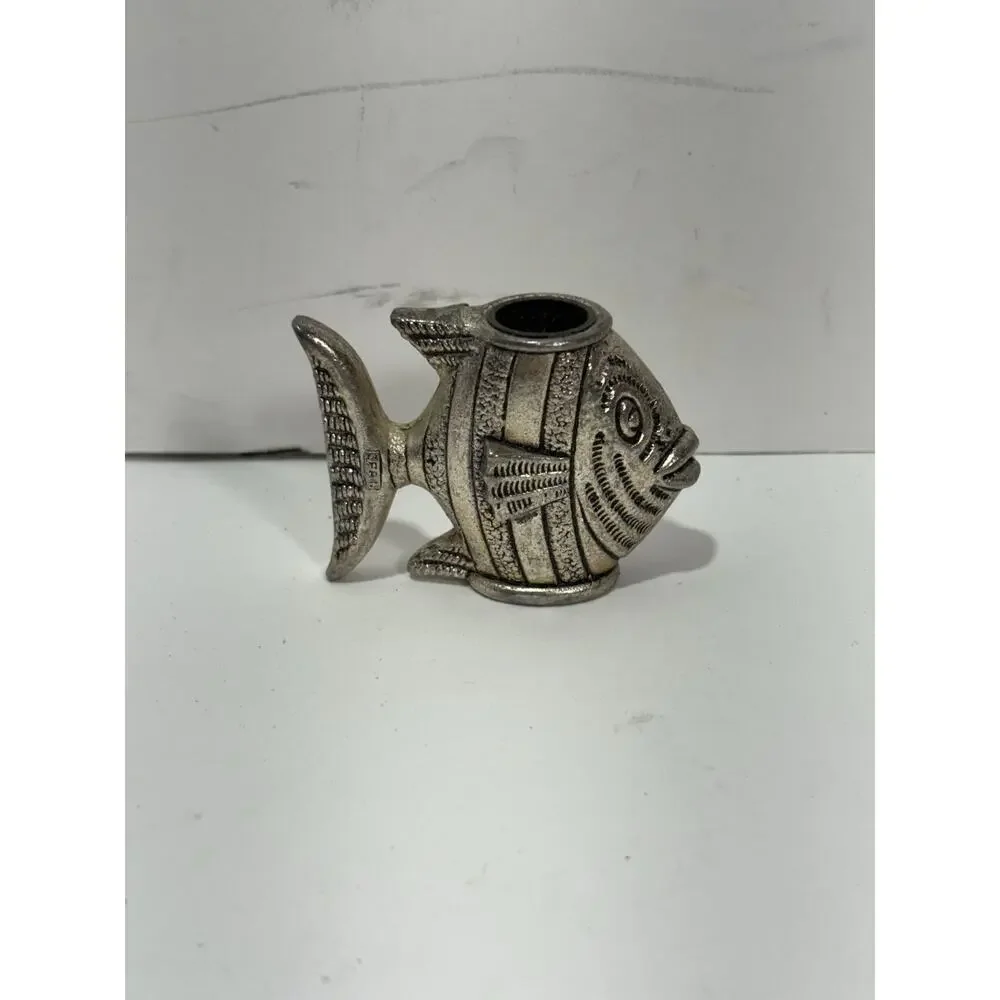 Silver‎ Plated / Pewter? Fish Holder Ocean Theme Mexican Figurine Figure Decor